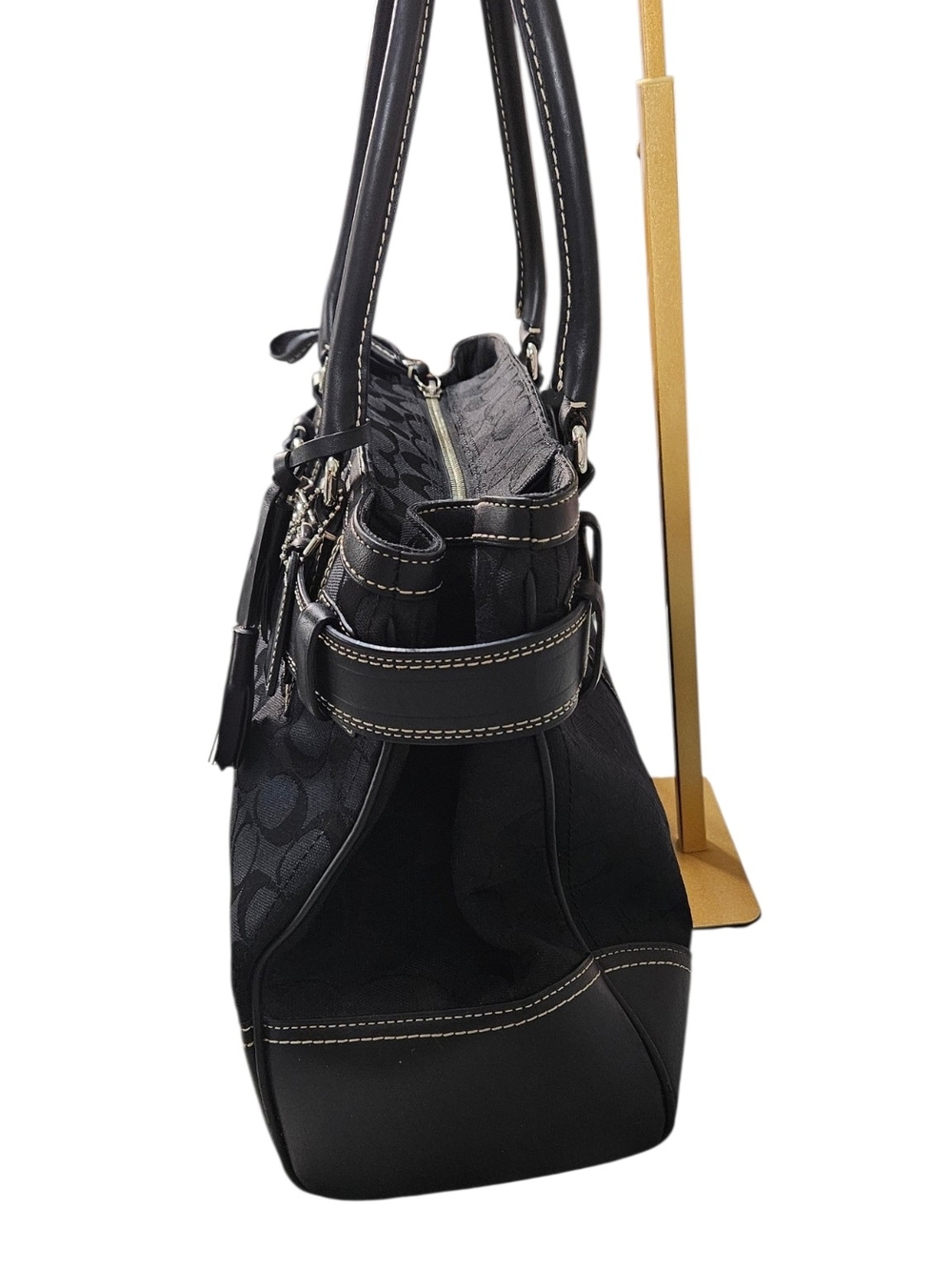 Coach Hampton Vintage 2006 Black Signature Canvas Tote with Silver Hardware - Picture 3 of 15